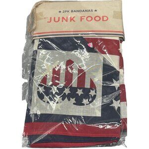Junk food bandanas ages 14+ cotton stripes heart stars red white blue READ